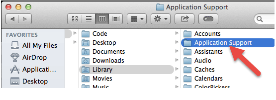 Вернитесь в библиотеку, откройте папку «Поддержка приложений», а затем удалите само приложение и те файлы, которые относятся к приложению или его разработчику