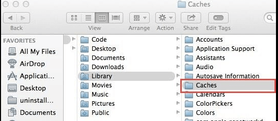Как и в предыдущих двух шагах, вам необходимо открыть папку «Кэш» в разделе «Библиотека», а затем удалить файлы определенного приложения
